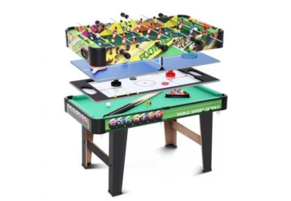 Four-in-One Games Table with Air Hockey, Pool, Football & Table Soccer