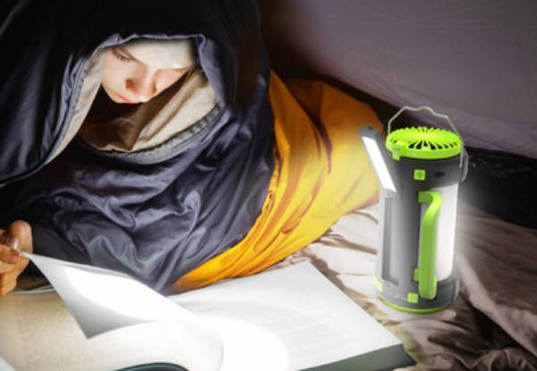 Five-in-One Rechargeable LED Camping Lantern with Fan