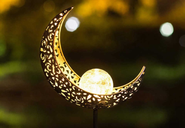 Crescent Moon Solar Powered Stake Light