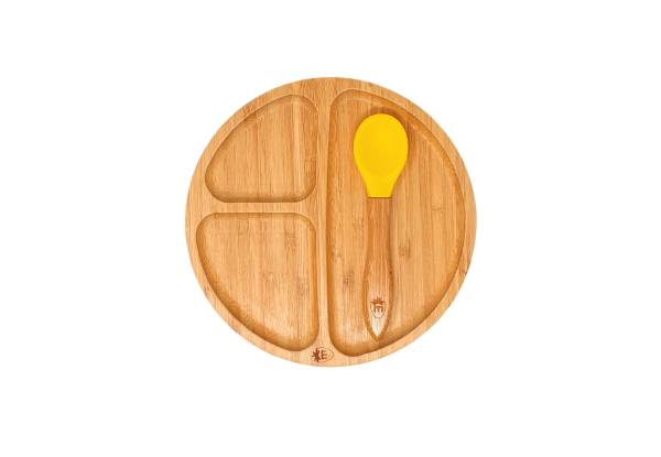 Eco Hero Baby Wooden Plate with Spoon Set - Two Colours Available