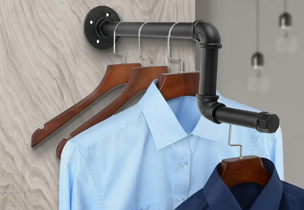 Wall-Mounted Industrial Pipe Clothes Rack