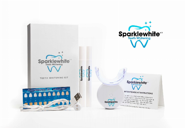 Take Home a Professional Dental Grade Teeth Whitening Kit incl. A Cordless Three Colour LED Light, Instructions, Shade Guide & Magnet USB Charger - Option for One Pen or Two Pens & up to Two Refills