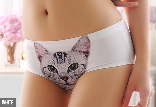 $25 for a Set of Four Women's 3D Cat Print Underwear
