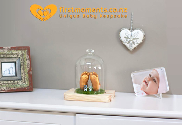 $49 for a Unique Baby Hand & Foot Casting Kit with Glass Dome & Wooden Base