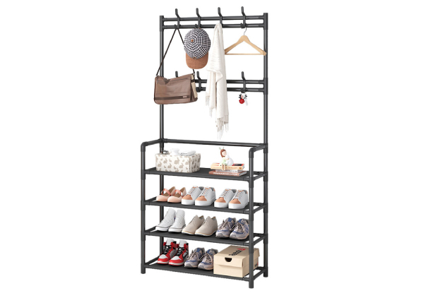 Shoe Rack with Cloth Hanger - Two Colours Available