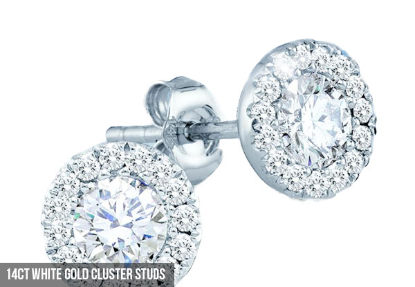 $650 for a Pair of 14ct White Gold Cluster Studs or $2,550 for a Nine-Stone Diamond Ring (value up to $5,995)