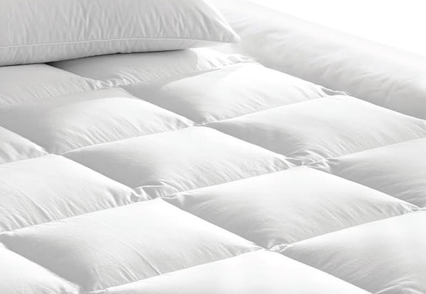 From $65 for a Luxury Hotel Grade Pillowtop Mattress Topper with High Thread Count in Pure Cotton Japara Fabric with a Pair of Contour Pillows