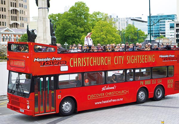 Up to 50% off an Open Top ‘Discover Christchurch’ Double Decker Bus Tour – Options for One or Three Hours (value up to $69)