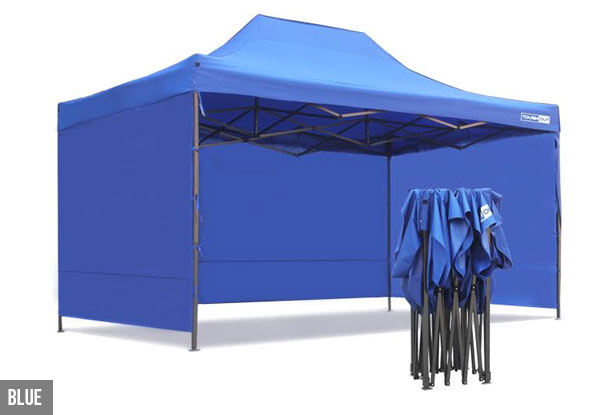 $132 for a Large 3 x 4.5m ToughOut Gazebo with Three Side Walls - Available in Four Colours