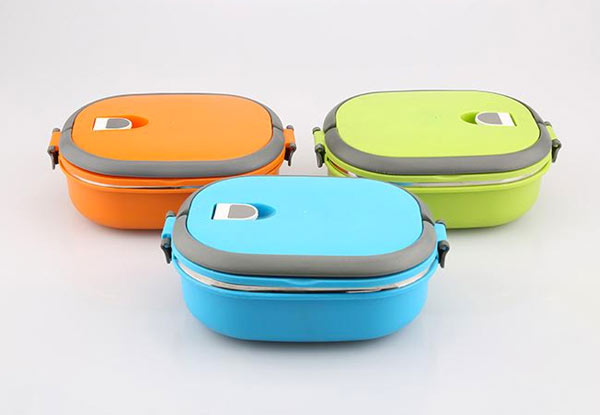 $12.90 for a Set of Three Stackable Stainless Steel Lunchboxes or $22.90 for Two Sets – Three Colours Available
