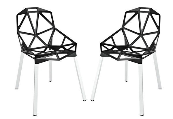 $109 for a Set of Two Contemporary Dining Chairs - Available in Three Colours