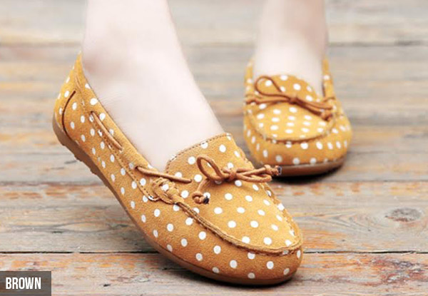 $49 for a Pair of Polka Dot Flat Leather Shoes - Available in Four Colours