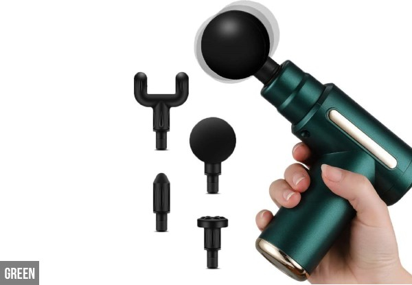 Massage Gun with Four Massage Head Attachments - Three Colours Available