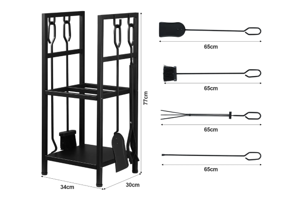 Five-in-One Firewood Storage Rack with Fire Place Tool Kit