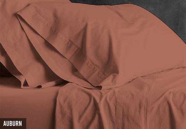 European Vintage Washed Cotton Sheet Set - Available in Six Colours & Two Sizes