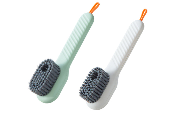 Two-Piece Green & White Soft Bristled Shoe Cleaning Brush