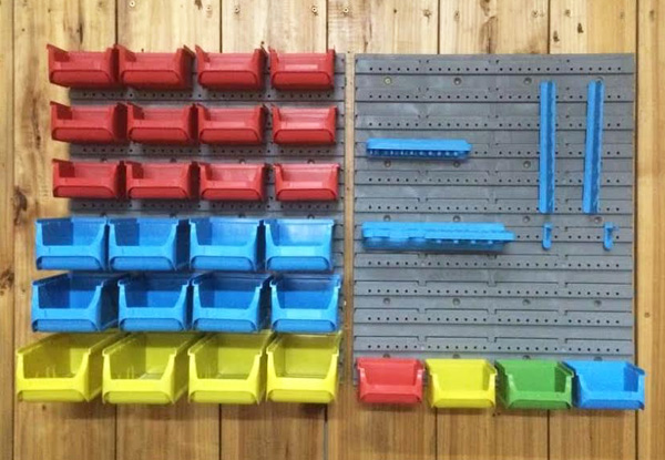 $36.90 for a 44-Piece Wall-Mounted Storage Bin Rack