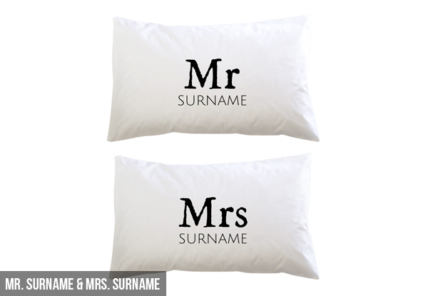 $57.99 for a Set of Two Personalised His & Hers Pillowcases with Free Shipping