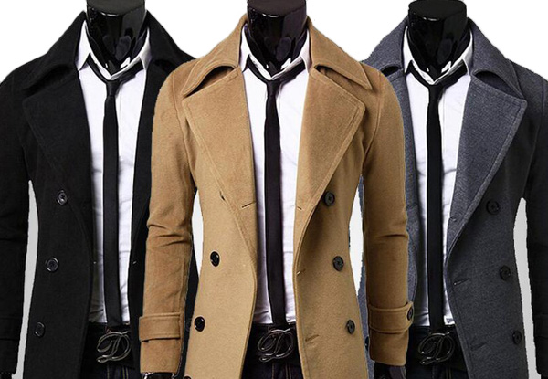$48 for a Men's Long Winter Coat - Available in Three Colours