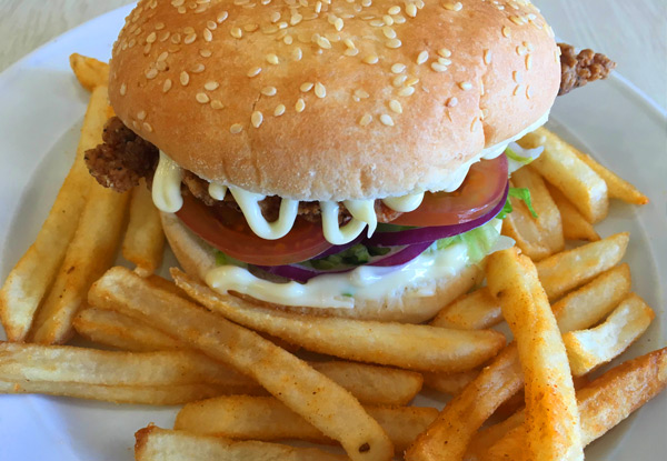 $6 for One Two-Piece Chicken & Chips Combo or $12 for One Burger, One Piece of Chicken & Chips Combo – Options for Two, Four or Six Combos