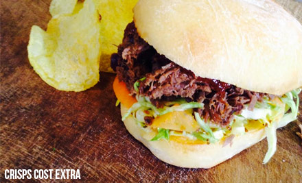 $6 for an American Beef Brisket Slider or $8 to incl. a Side of Proper Crisps