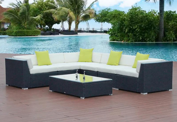 $1,129 for a Seven-Piece Rattan Outdoor Furniture Sofa Set