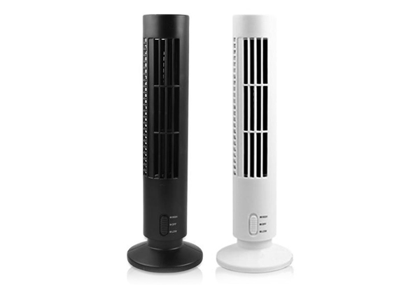 $14.90 for a USB Mini Tower Desk Fan - Available in Black or White