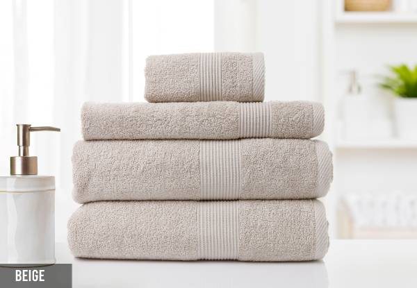 Royal Comfort Four-Piece Cotton Bamboo Towel Set - Three Colours Available