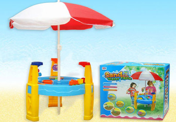 $64 for a Kids' Deluxe Sand & Water Table with Umbrella