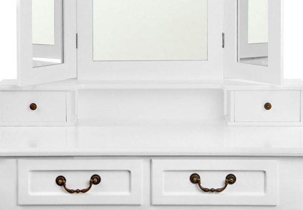 $199 for an Elegant Dressing Table with Rotatable Mirror & Stool