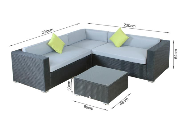 $845 for a Four-Piece Rattan Outdoor Furniture Sofa Set in Light Grey