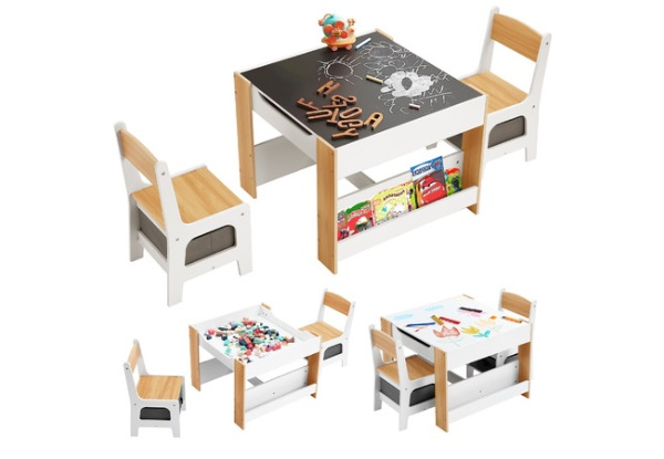 Kidbot Four-in-One Kids Table Activity Centre & Chair Set with Storage