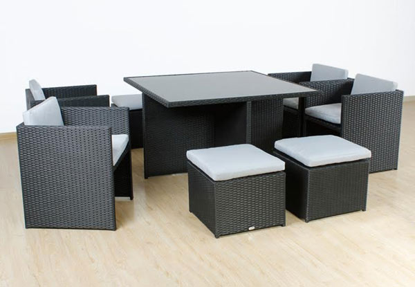 $899 for a Nine-Piece Outdoor Rattan Dining Set