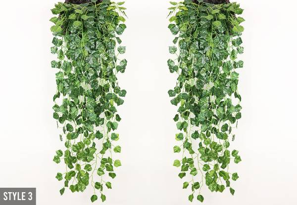 Two-Piece Artificial Ivy Vine Hanging Plant Set - Available in Three Styles & Option for Two Sets