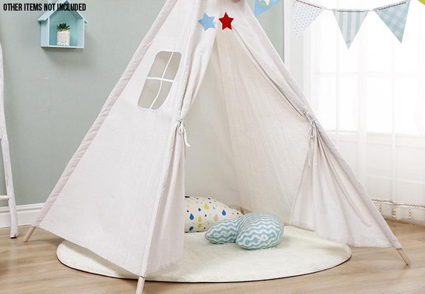 Kids Natural Cotton Teepee Play Tent - Option for Two-Pack
