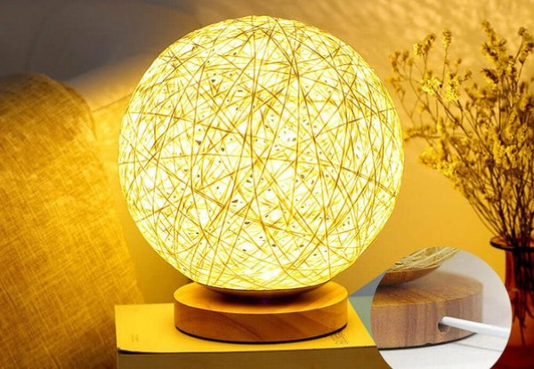 Rattan Table Desk LED Lamp - Two Sizes Available