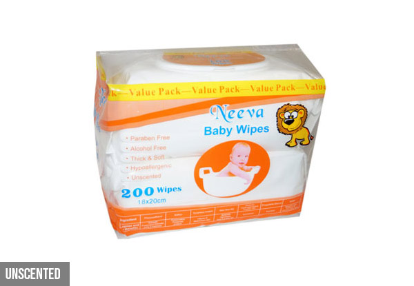 Six Packs of Neeva Baby Wipes 200s or 12 Packs of Neeva Baby Wipes 80s