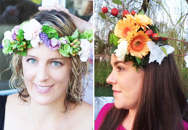 $45 for a Floral Head Piece, $65 for a Floral Fascinator or $90 for a Full Floral Crown