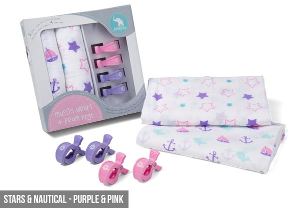 $30 for an All4Ella Muslin Wrap with Pram Pegs Pack - Five Options Available