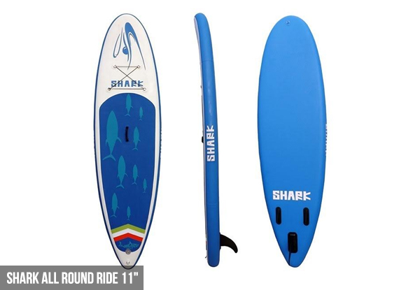 From $849 for a Premium Quality Shark Inflatable Paddleboard Package or $199 for a Bravo SUP Pump