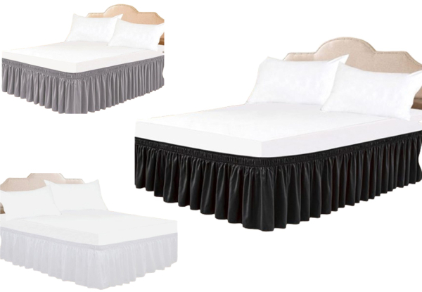 Elastic Wrap-Around Bed Skirt - Three Colours, Four Sizes & Option for Two-Pack Available