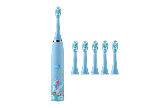 Kids Electric Toothbrush with Five Brush Heads - Available in Five Colours & Option for Two-Set