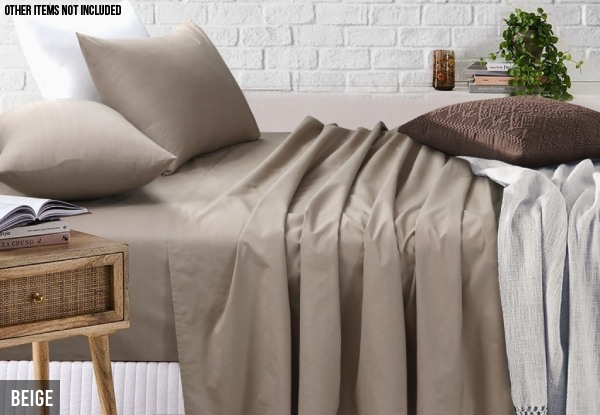 Fitted & Flat Sheet Set Incl. Pillowcases - Nine Colours & Six Sizes Available