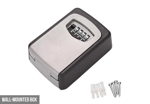 Wall-Mounted Key Lock Box with Four-Digit Combination - Option for Two-Pack