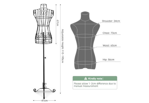 Adjustable Dummy Female Mannequin Model - Three Colours Available