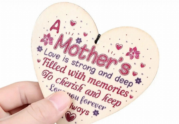 Three-Pack Happy Mother's Day Wooden Hanging Heart Sign - Available in Three Styles