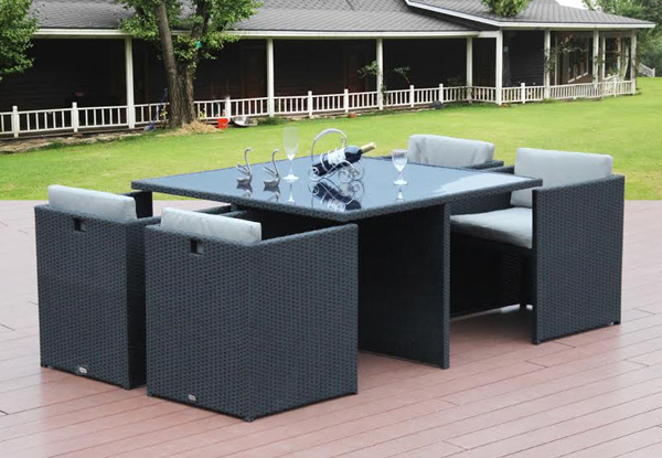 $699 for a Five-Piece Rattan Outdoor Furniture Dining Set