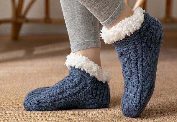 Warm Fleece-Lined Slipper Socks - Available in Five Colours & Three Sizes