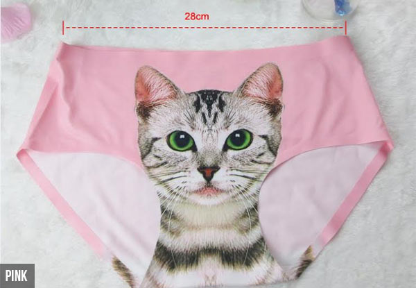 $25 for a Set of Four Women's 3D Cat Print Underwear