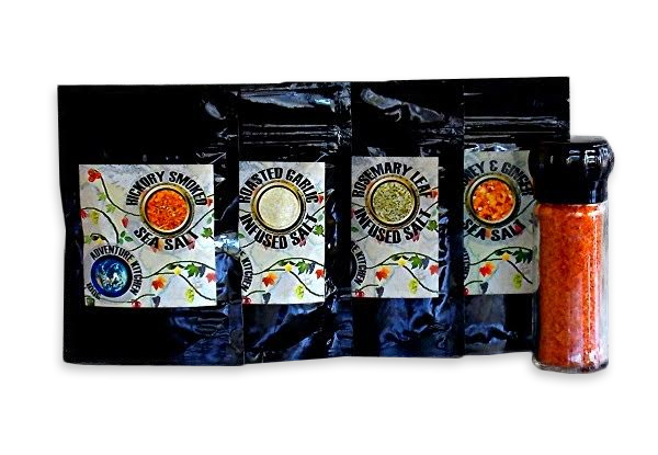 $16 for a Set of Five Flavoured Adventure Kitchen Infused Sea Salts with Grinder